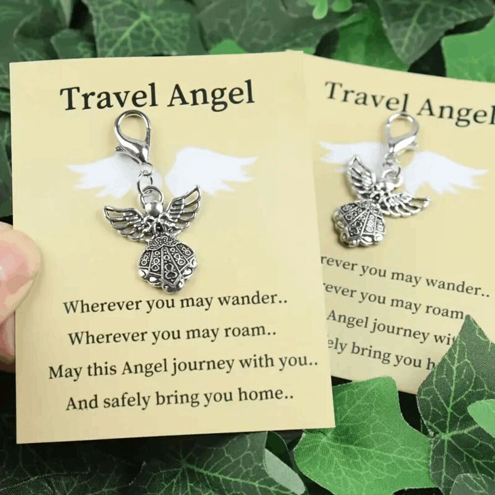 Angel Travel Mini Charm Keychain with Inspirational Card